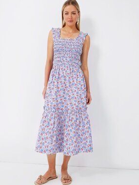 Sea New York Peggy Blue Floral Smocked Dress